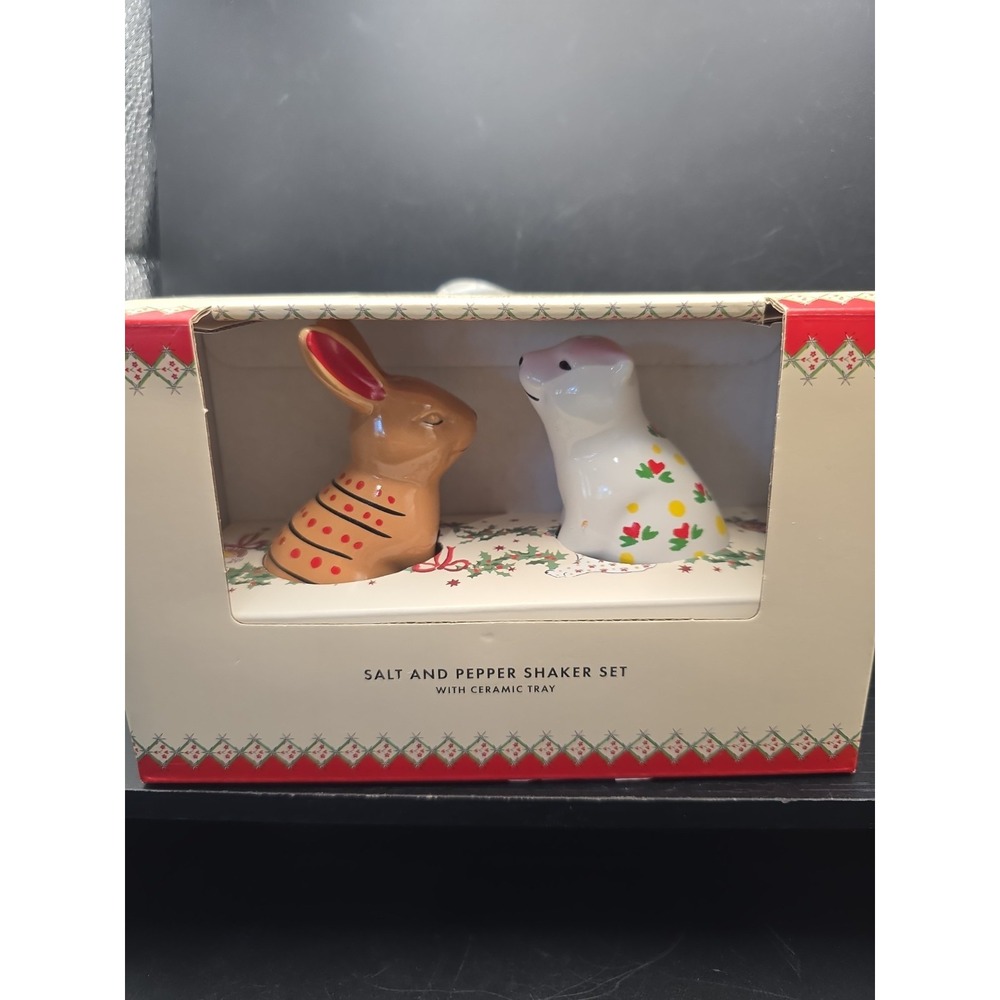 Cath Kidston Of London Christmas Salt Pepper Shakers Ceramic Rabbit Polar Bear